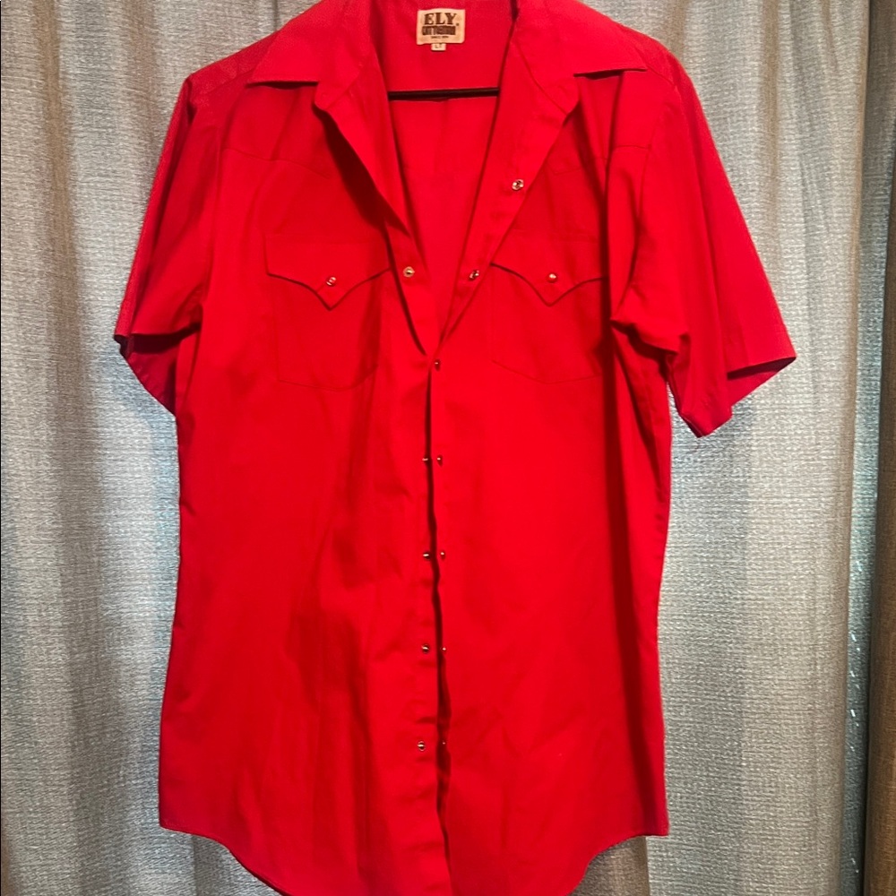 Ely Cattleman Men's Bold Red Button Down Shirt